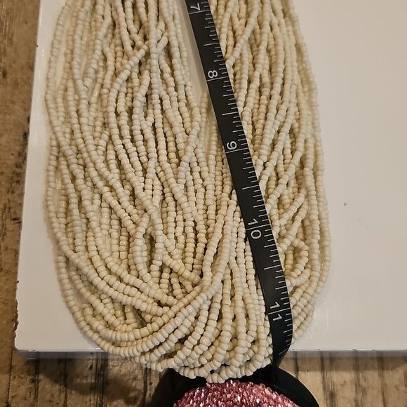Elegant Brown Cream Beaded Necklace NWT - Picture 5 of 7